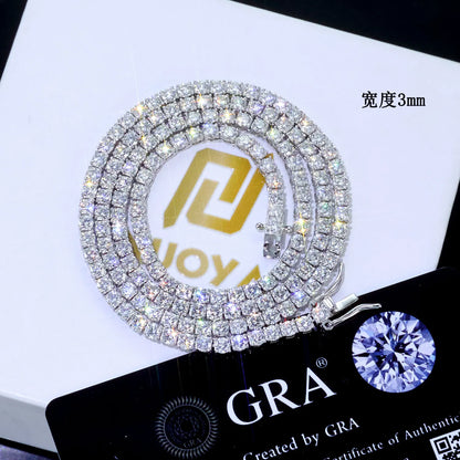 NUOYA Hip Hop Moissanite Tennis Necklace Ice Out VVS1 Diamond Chain Sparkling Jewelry Luxury Gifts for Men and Women