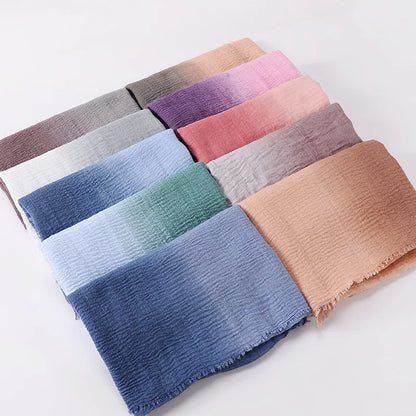 180*90cm Gradient Cotton Linen Women Muslim Hijab Scarf Woman Islamic Arab Shawl Wrap Head Scarves Ready To Wear Headscarf
