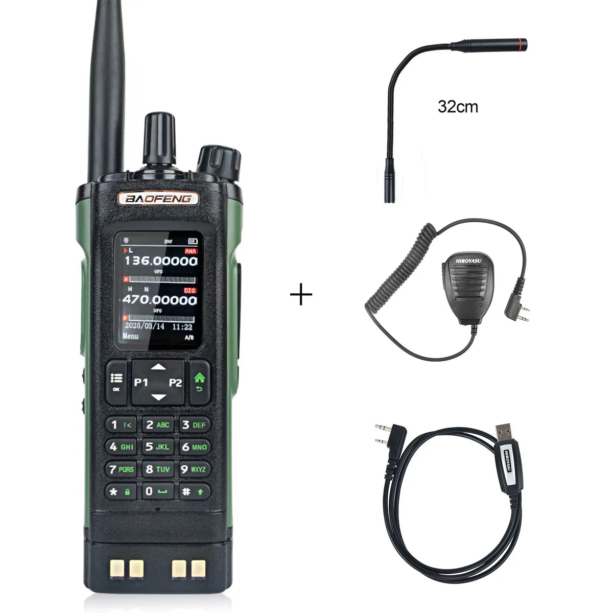 Baofeng DM-32 GPS APRS AES256 Encryption DMR Digital Analog UHF VHF Dual Band 8W Air Band FM Walkie Talkie DM-32UV