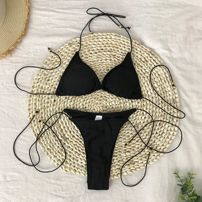 Bathing Suit Women Micro Bikini Sexy Swimsuit Female Swimwear Solid Mini Bikini Set Brazilian Biquini Swimming Suits Beachwear