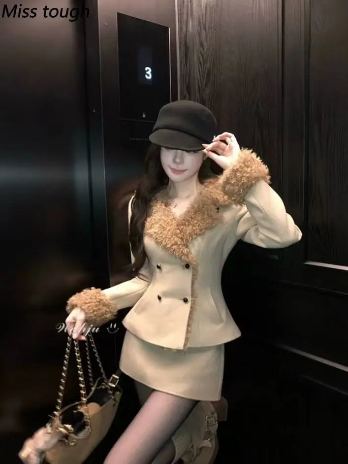 Autumn Korean Fashion Sweet Vintage Women's 2 Pieces Set French Elegant Office Lady Set Slimming Design Lolita Y2k Outfits 2026