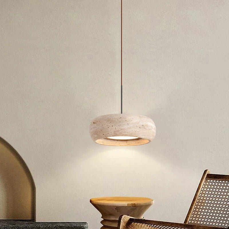 Japanese Wabi Sabi Stone Pendant Lamp for Bedroom Bedside Table Lights Minimalist Island Kitchen Dining Room Hanging Chandeliers