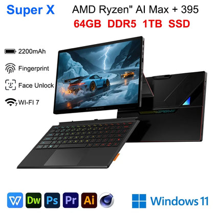 OneXPlayer Super X Gaming Laptop AMD Ryzen AI Max+395 14-inch 2.8K 60/120Hz AMOLED Tablet Windows 11 Fingerprint Unlock WIFI 7
