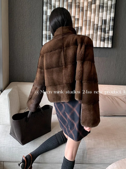 HDHOHR 2026 New Natural Mink Fur Coat Women Real Mink Fur Coat OutwearPark With Fur High Quality Female Warm Thick Winter Jacket