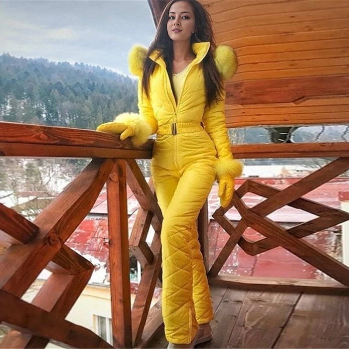 Winter Snowboard Jumpsuit Winter Outdoor Women's Hooded Jumpsuit Windproof Waterproof Ski Suit for Snowboarding Hiking Women Ski