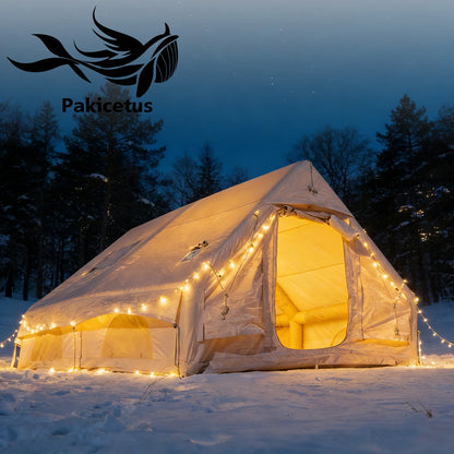 PAKICETUS Luxury Inflatable Camping Tent with Skylight Quick Setup Blow Up Tent with Air Pump 4-6 Persons Large Family Portable Outdoor Tent for Camping Hiking Backyard