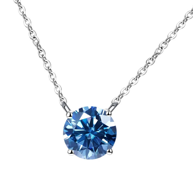 JoyceJelly 1/2/3/5 Carat Moissanite Necklace for Women 925 Sterling Silver Wedding Bridal Fine Jewelry for Women