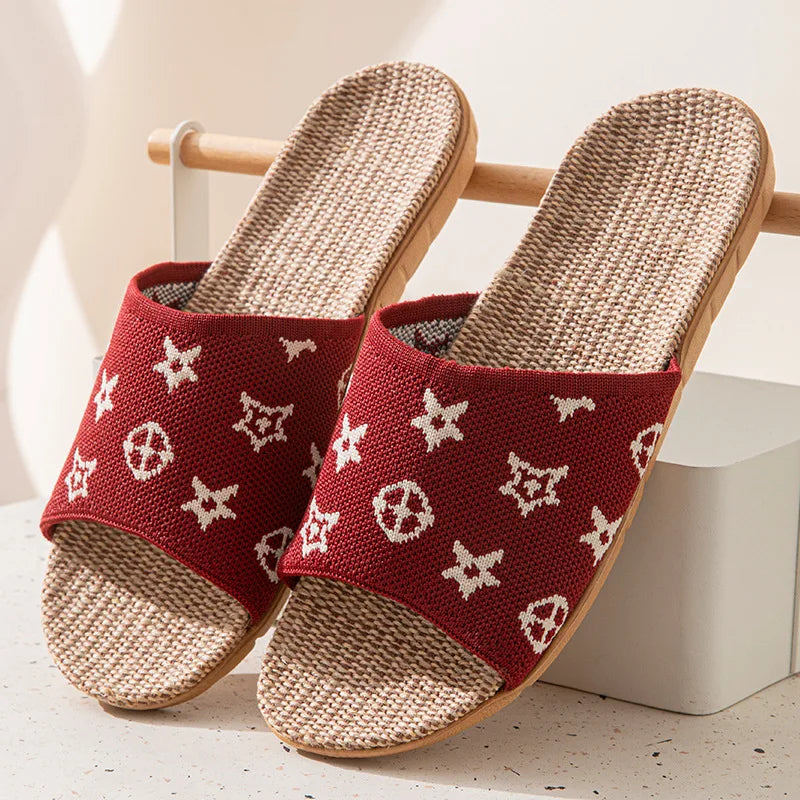 Hemp Women's Slippers Home Spring Summer Luxury Designer Woman Shoes Flats Indoor Elegant Slides Fashion Soft Sole Lightweight
