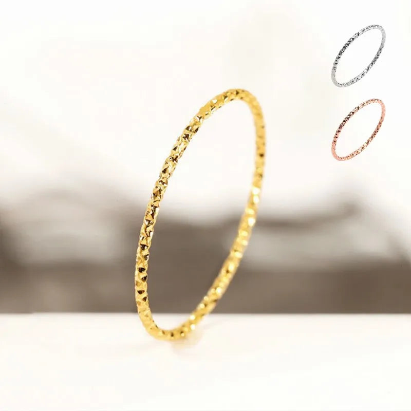 1mm Thin Stackable Ring Stainless Steel Faceted Ring for Women Girl Size 4-10