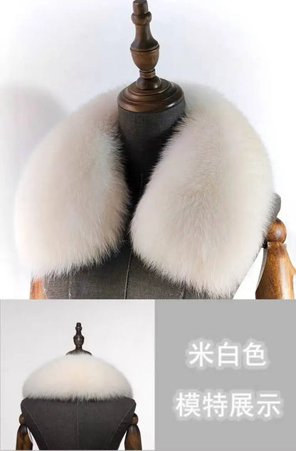 Natural Fox Fur Collar Removable Real Fur Square Collar for Coat Fashion Accessory for Women down Jacket Large Scarf Scarves