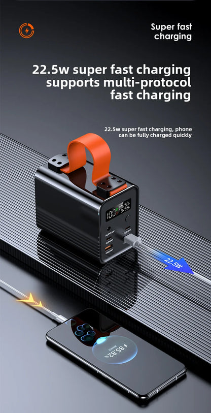 60000mAh 100W Power Bank Portable USB C PD QC DC Fast Charging Large Capacity External Battery For iPhone Samsung Xiaomi Laptop