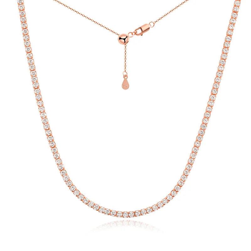2mm D Color Moissanite Tennis Choker Necklace For Women S925 Silver 18K Gold Plated Adjustable Necklaces Chain Wedding Jewelry