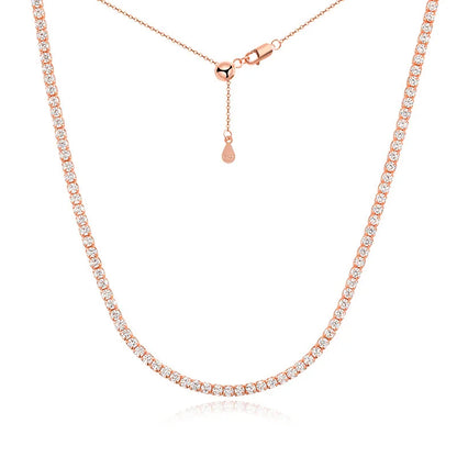 2mm D Color Moissanite Tennis Choker Necklace For Women S925 Silver 18K Gold Plated Adjustable Necklaces Chain Wedding Jewelry