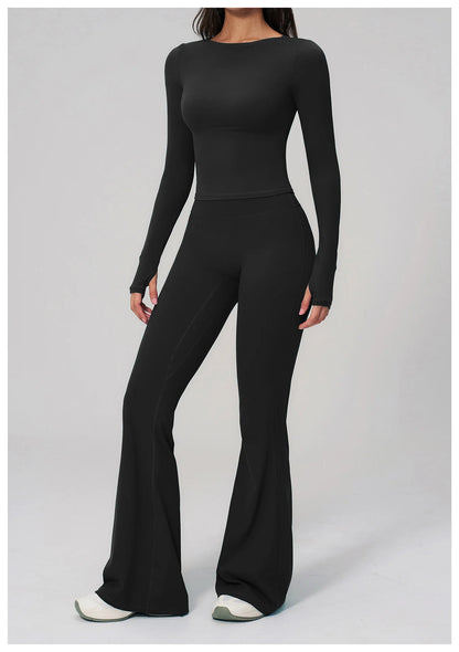 Yoga Set 2PCS Women Tracksuit Sportswear Workout Clothes Athletic Wear Gym Clothing Legging Fitness Top Long Sleeve Sports Suits