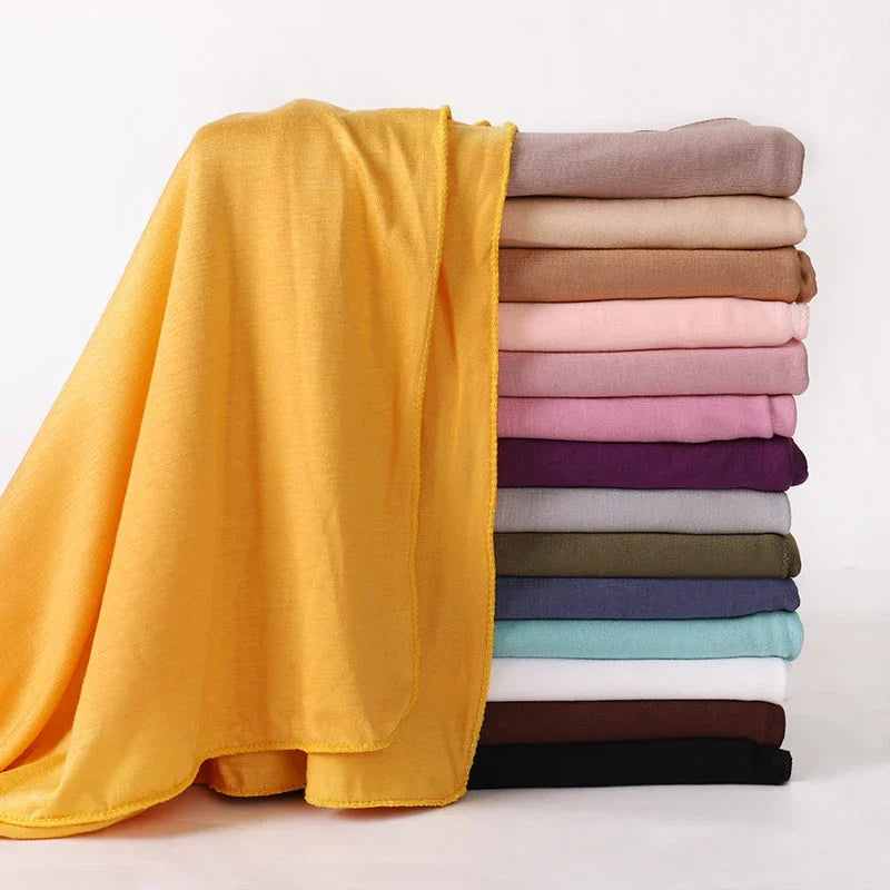 Womens Muslim Ramadan Fashion Modal Cotton Jersey Hijab Womens High Quality Solid Color Soft Hijab Long African Scarf