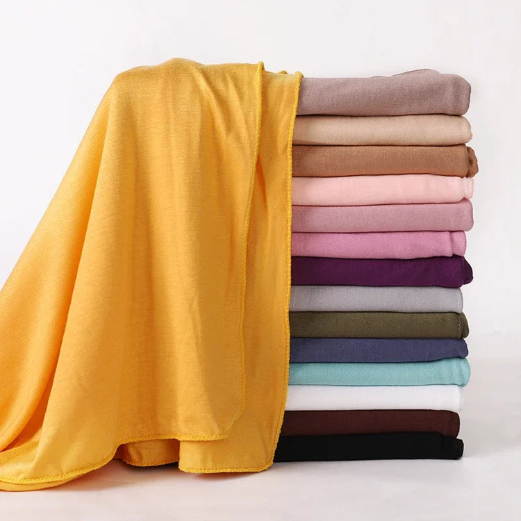 Womens Muslim Ramadan Fashion Modal Cotton Jersey Hijab Womens High Quality Solid Color Soft Hijab Long African Scarf