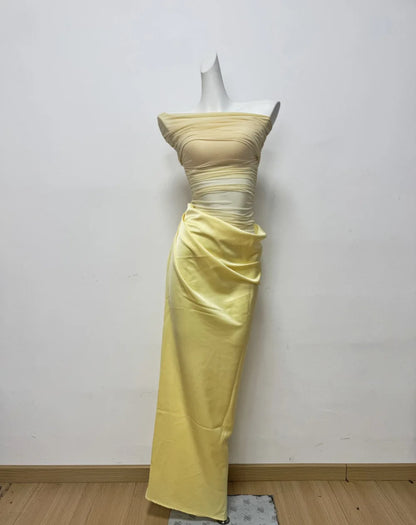 MsChuh Summer Party Dresses For Woman One-shoulder Long Evening Dress Sexy Holiday French Vestidos Solid Color Temperament Slim