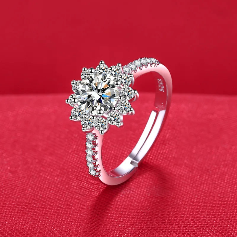 925 Sterling Silver Ring Heart AAA Zircon Open adjustable Engagement For Women Wedding Fashion Jewelry Party Gifts