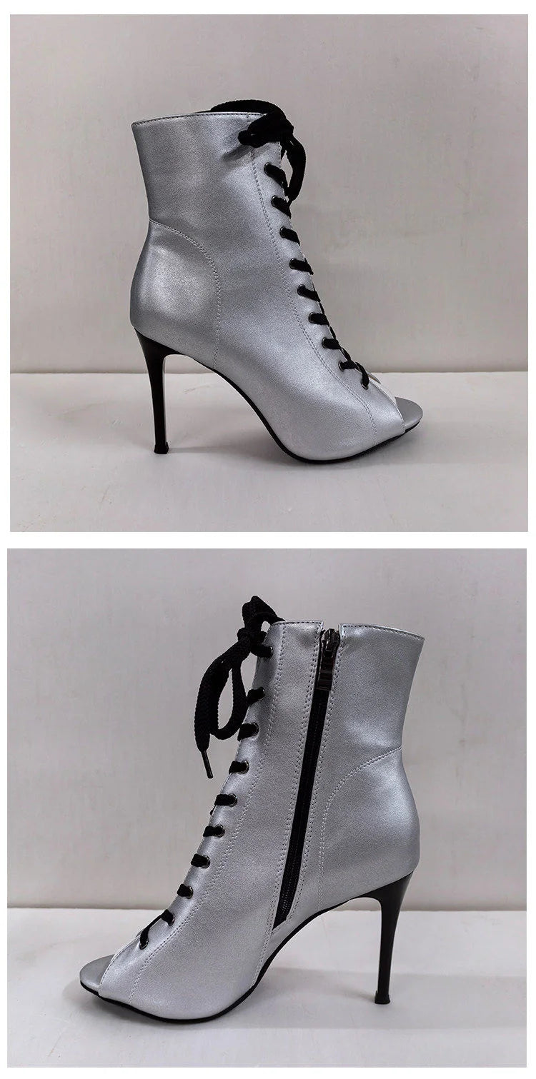 3.7 inches Exotic 9.5cm Heel 7cm Platform Jazz Short Twisted buttocks Boots Nightclub Show Women's Ankle Booties Fetish Punk