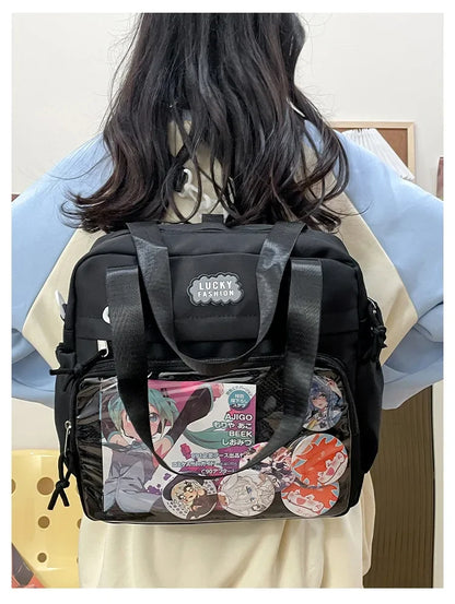 Y2K Japanese Preppy Style Shoulder Crossbody Bag New Nylon School Bags for Teenage Girls Transparent Itabag Backpacks Ita Bag