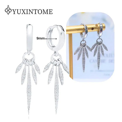 Women's 925 Sterling Silver Ear Needle Crystal Zircon Water Droplets Stud Hoop Gold Huggie Earrings Premium Luxury Party Jewelry