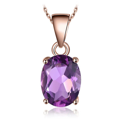 JewelryPalace Natural Garnet Amethyst Citrine Peridot Blue Topaz 925 Sterling Silver Pendant Necklace Gemstone Jewelry No Chain