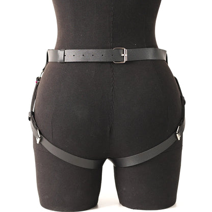 Punk Gothic Adjustable PU Leather Waist and Thigh Harness Strap for Men, Trendy Decor Accessory for Holiday Carnival and Street