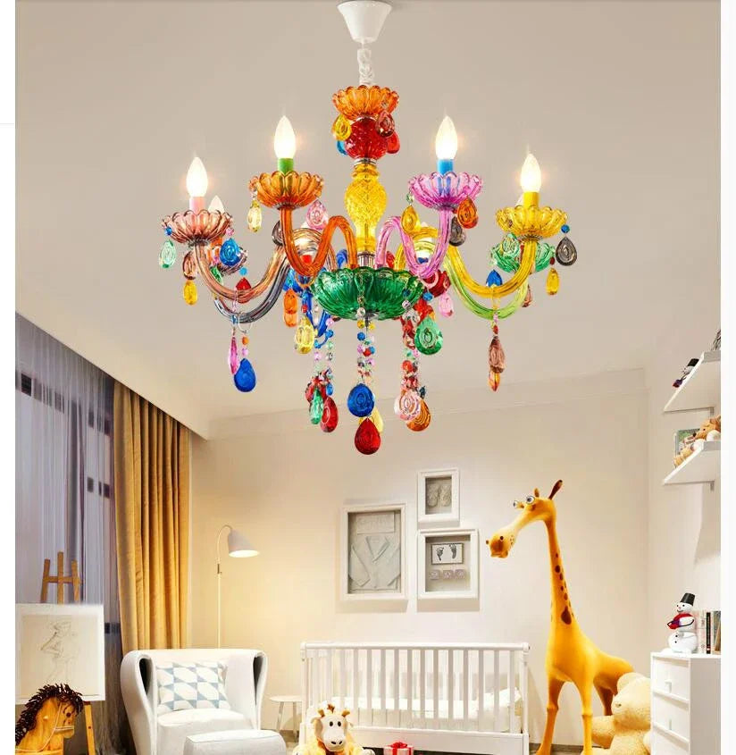 Modern Makaron Colorful Crystal Chandelier Lights Crystal Decora Lighting AC Guaranteed 100% Crystal Pendant Lamp