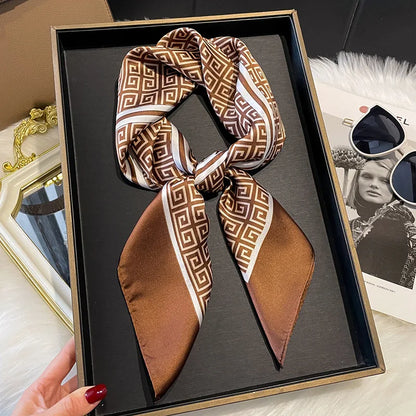 2025 Korean Satin Silk Scarf 70cm Square Women Fashion Shawl Wrap Neckerchief New Elegant