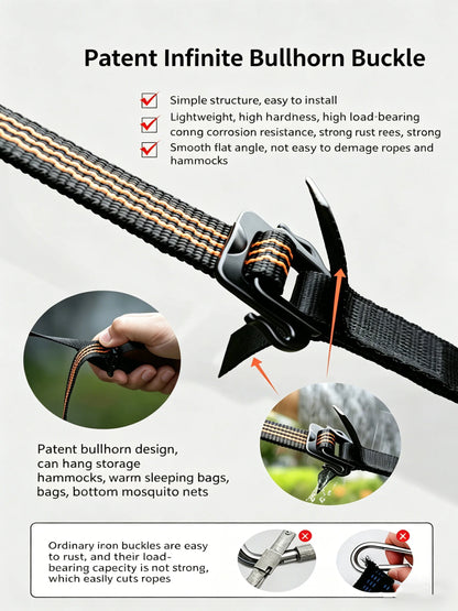 TRAVELER Bushcraft Quick-Deploy Hammock with Mosquito Net, Integrated Ridgeline & Anti-Roll Design for Wilderness Camping