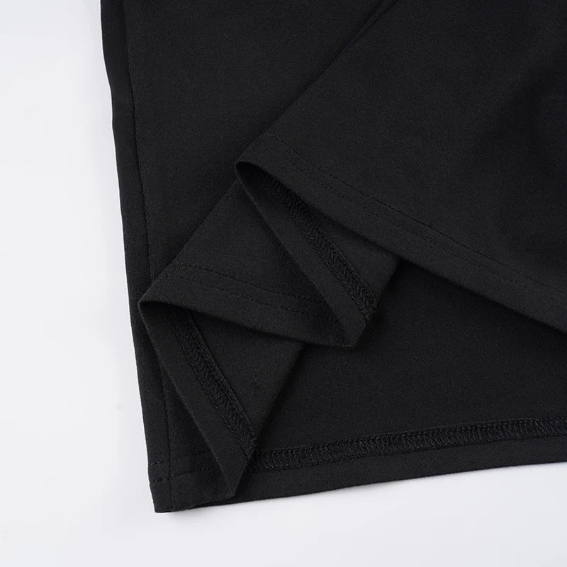 SUCHCUTE Black Sexy Backless Halter Dress Women Sleeveless Low-Neck Party Club Dress Aesthetic 90s Clubwear Clothing Chic Outfit