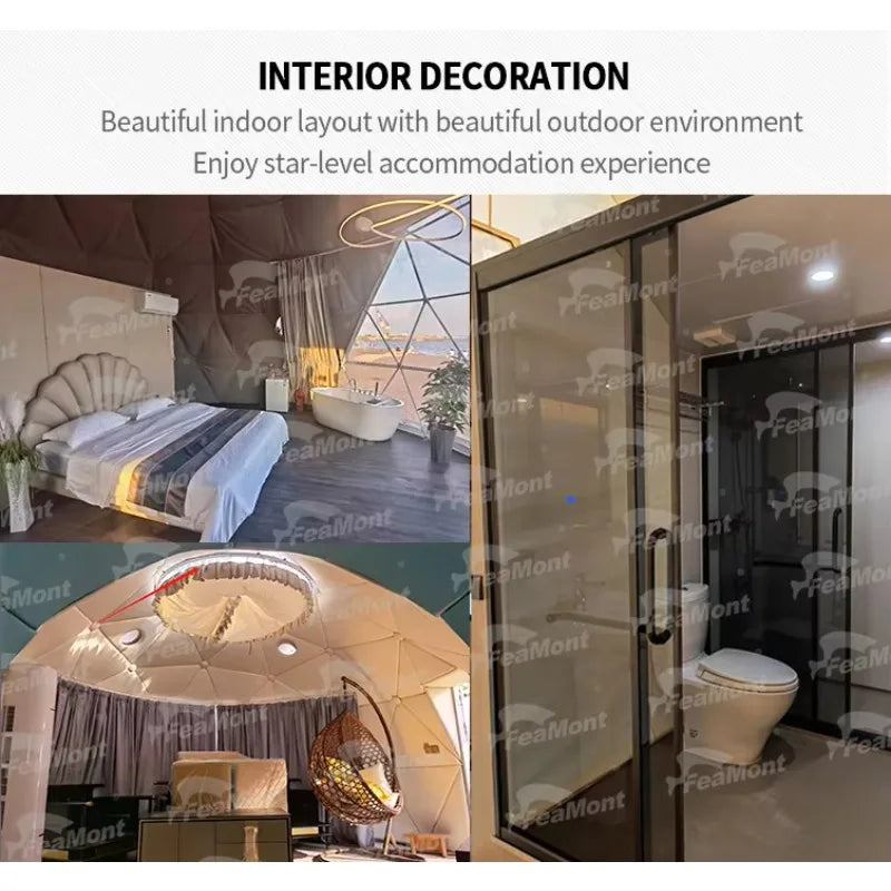 【Best-selling】FEAMONT Roof Pvc Heated Eco Prefab Transparent Geodesic Dome Hotel Glamping Tent House Desert Round Dome Tent For