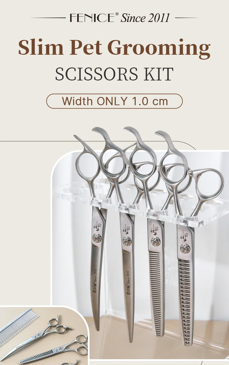 Fenice Slim Narrow Dog Grooming Scissors Set Straight/Curved/Thinner/Chunker Shears Scissors Specialized for KR and JP Groomers