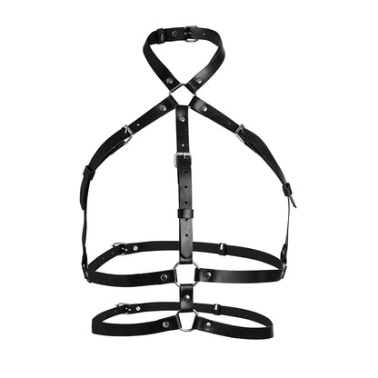Women Fashion Belt PU Leather Body Shoulder Armor Chest Harness Sword Belt Shoulder Strap Harness Women Clothing Open Cage Bra