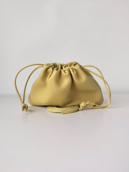 Sheepskin Drawstring Cloud Bag 2025 Summer New Design Soft Genuine Leather Handbag Shoulder Bag Fashionable Women Crossbody Bag