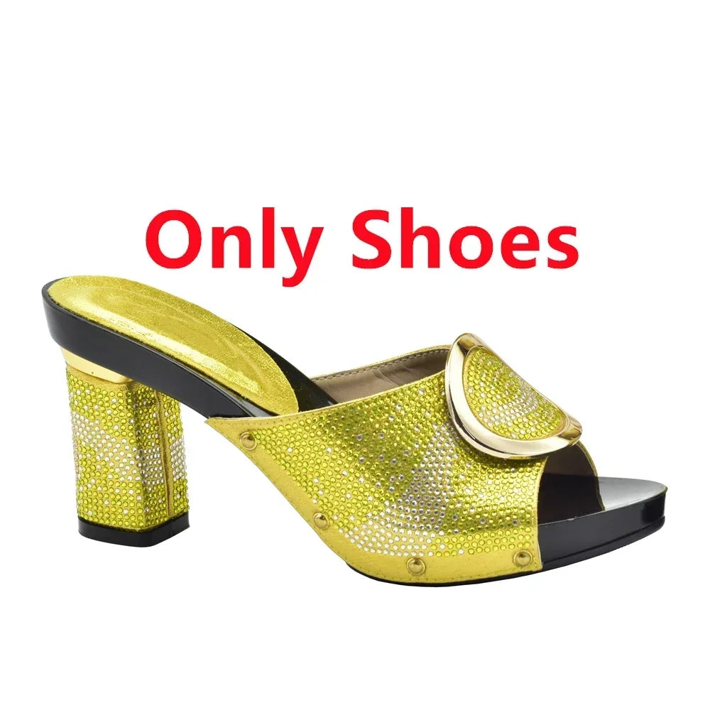 New Shoes and Bag Set African Sets Green Color Italian Shoes with Matching Bag for Women Nigerian Shoes and Bag Set for Wedding