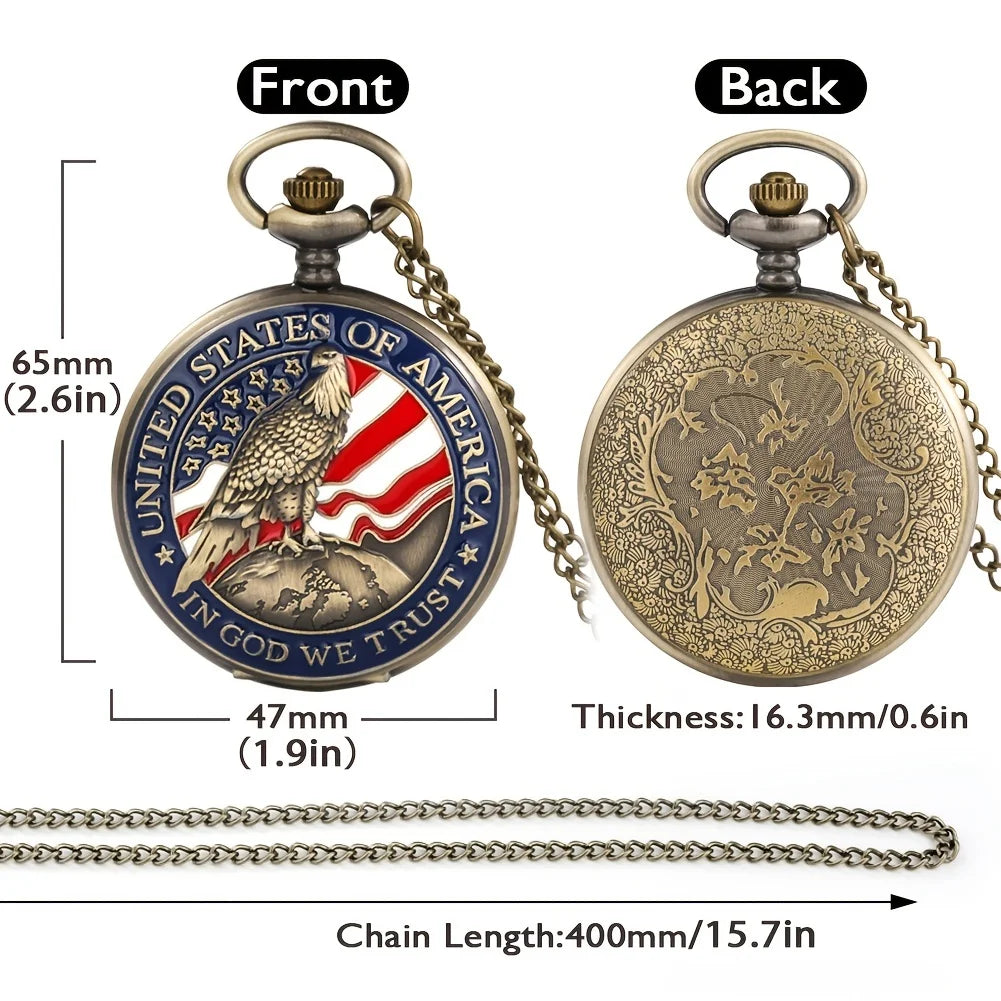 1pc Antique Bronze American Pocket Watch Pendant - Unique Collectible Timepiece with Vintage Charm