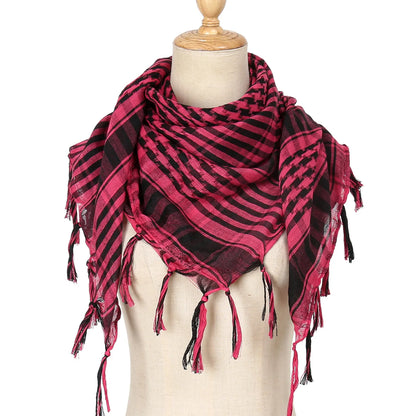 2024 New Plaid Hijab Scarf for Men and Women Arab Desert Headscarf Soft Tactical Hiking Scarves Unisex Turban Military Shawl