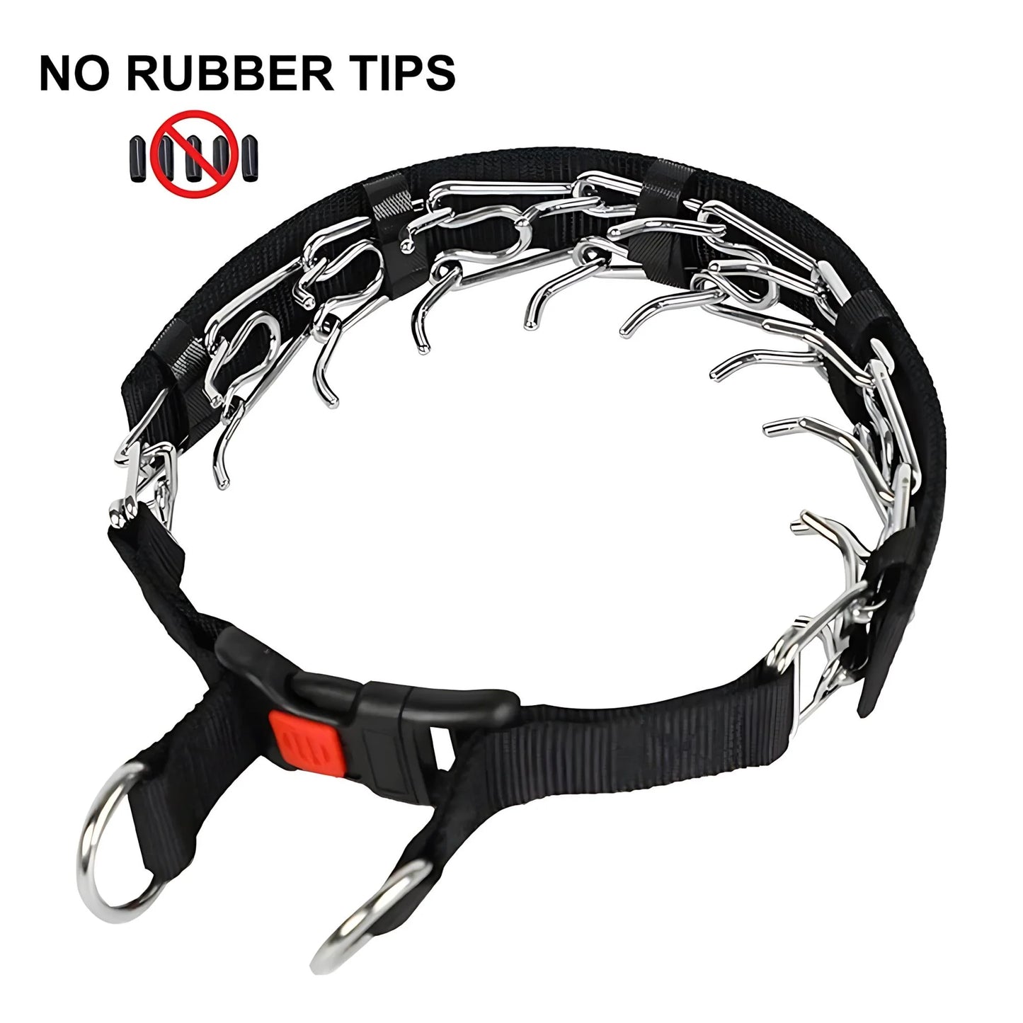 Dog Prong Training Collar - Choke Pinch Collar with Rubber Comfort Tips, Quick Release Snap Buckle