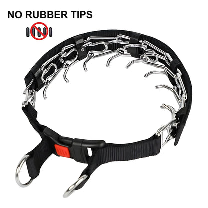 Dog Prong Training Collar - Choke Pinch Collar with Rubber Comfort Tips, Quick Release Snap Buckle