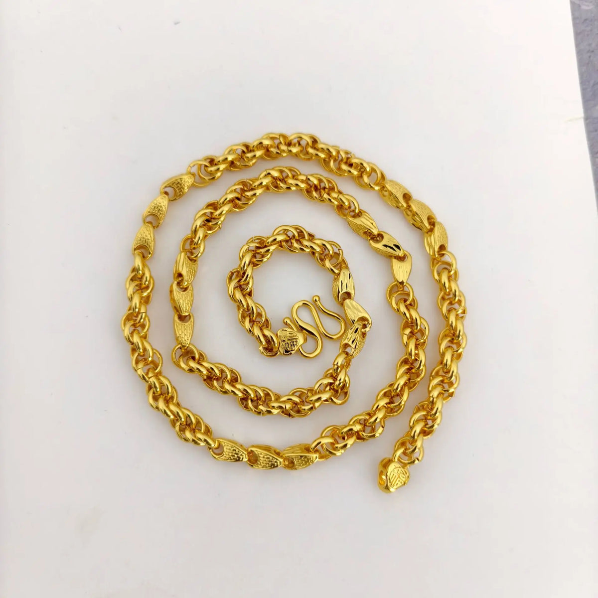 Luxury 9999 24K Solid gold certifid twist melon seed necklace men's high-end real gold jewelry Suitable for daily wear