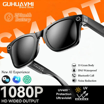 AI Smart Glasses 800W Anti Shake Camera Video Recording Languages Translation Sunglasses For Man Woman Bluetooth Call Music Play