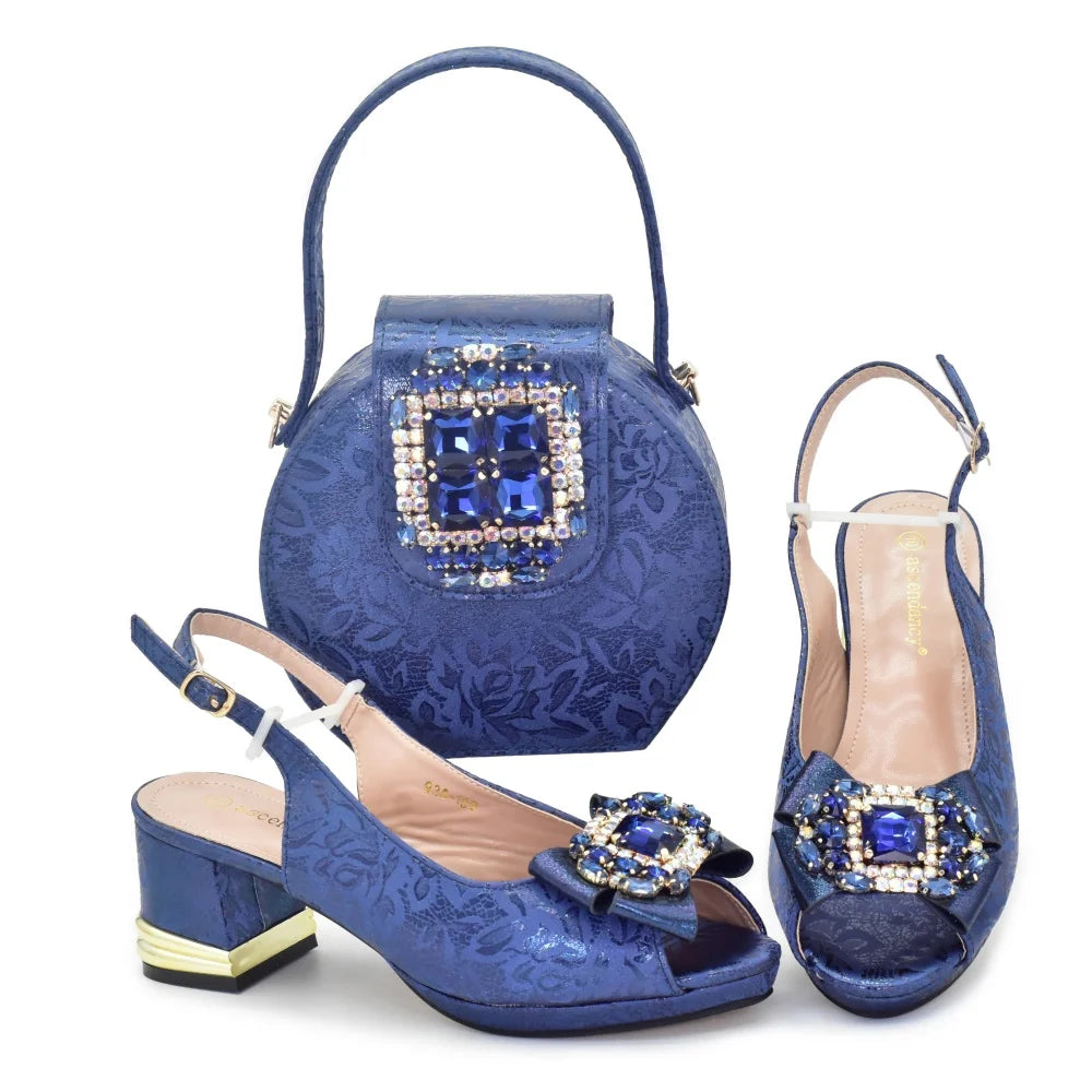 New Design Women Italian Shoes and Matching Bags Sets Decorated with Rhinestone Bag and Shoes Sets for Women 2026 Luxury