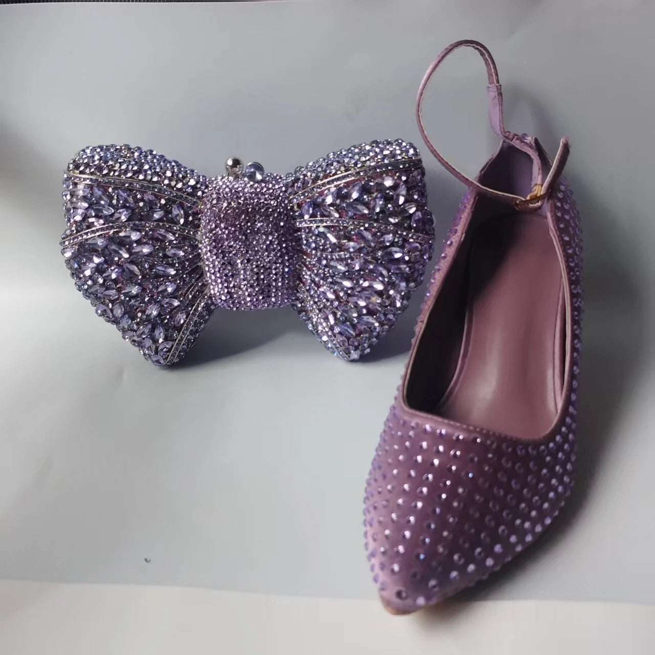 INSIGHTLINK Lady Stones Shoes and Bag Sets for Evening Purses Party Rhinestone Luxury Heels Sandals Set for Party Elegant Pumps