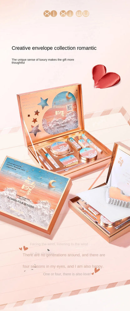 Flower and Four Seasons Makeup 10 PCs Set Box Cosmetics Full Set Beauty Gift Box Christmas Valentine's Day Gift Lipstick Kit