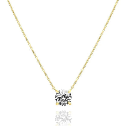 Lnngy 14K Gold Filled Solitaire 4mm/5mm Moissanite Pendant Necklace D Color Sparkling Classic Lab Diamond Necklaces For Women