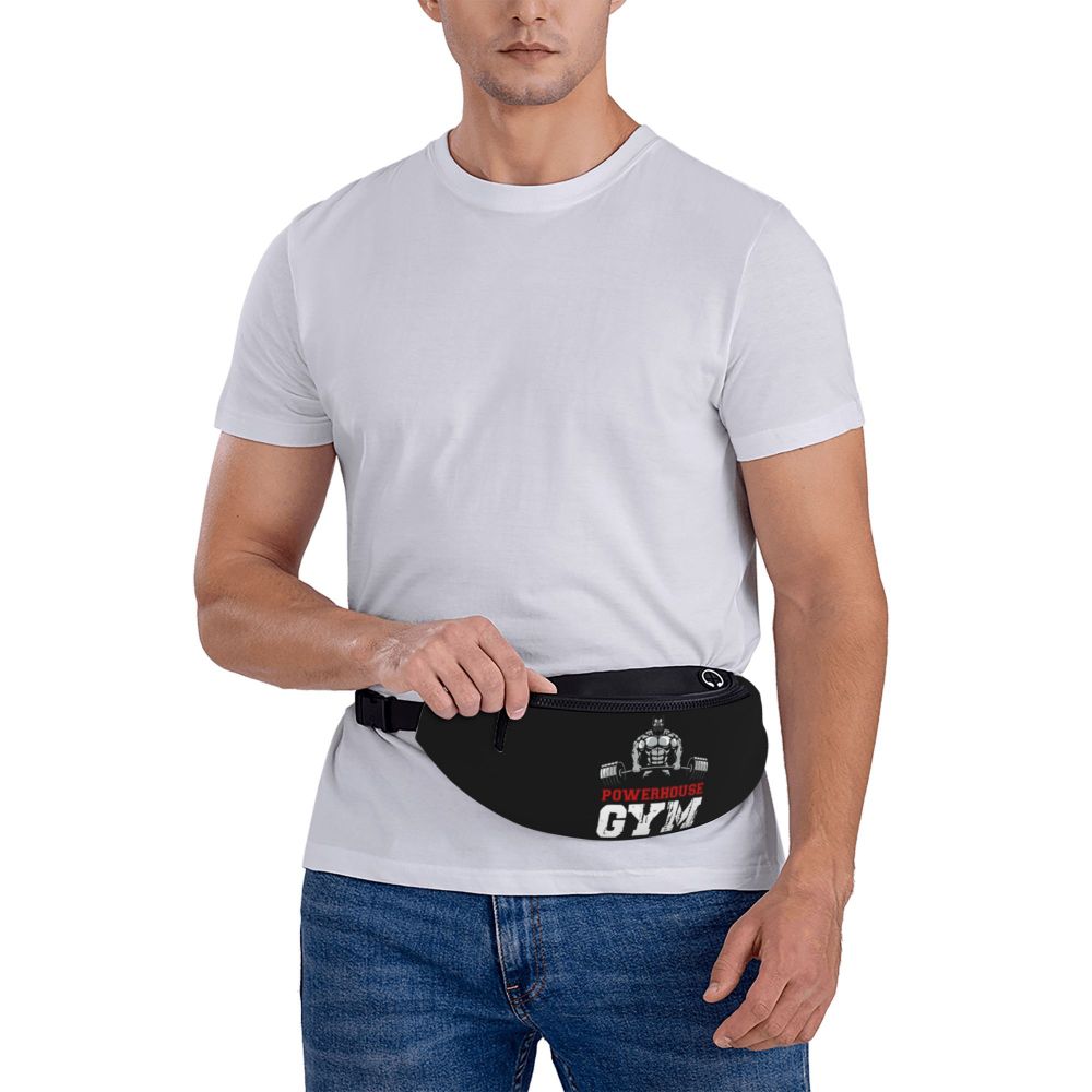 Powerhouse Gym Fanny Bag Custom Bodybuilders Fitness Crossbody Waist Pack Men Women Cycling Camping Phone Money Pouch