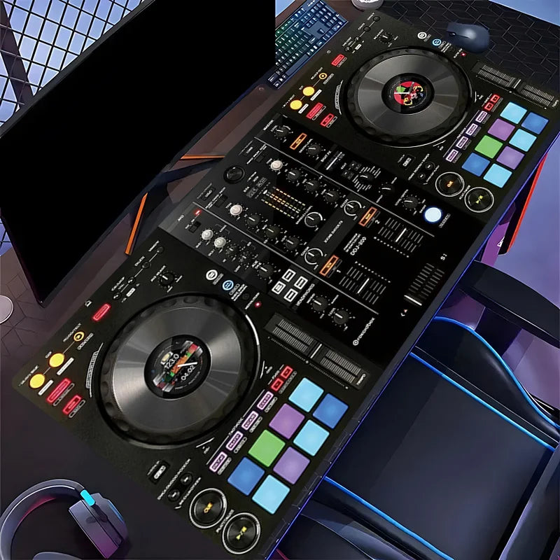Large Size DJ Mixer Desk Pad 35.4x15.7In Non Slip Smooth Surface Keyboard Mouse Mat For Home Studio Gaming Music Producer With M