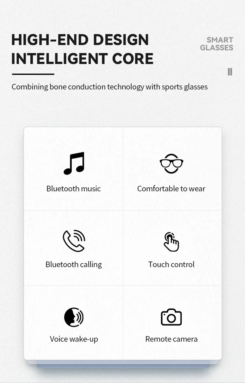 New Camera Control Smart Glasses 2025 Music Sunglasses Headphones Wireless Bluetooth Call Headset HIFI Audio glasses For Android