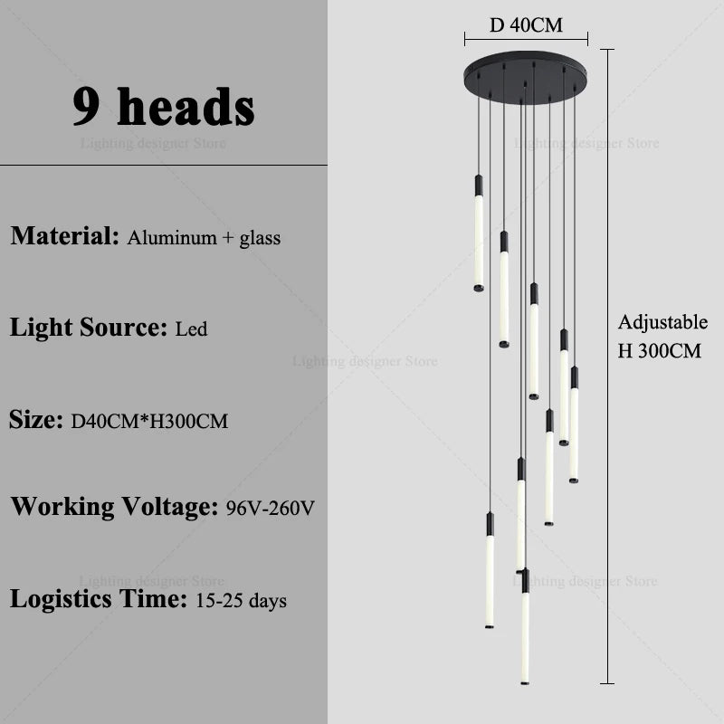 Modern Lighting Long Staircase Pendant Light Ceiling Chandelier hanging lights Stair Chandelier